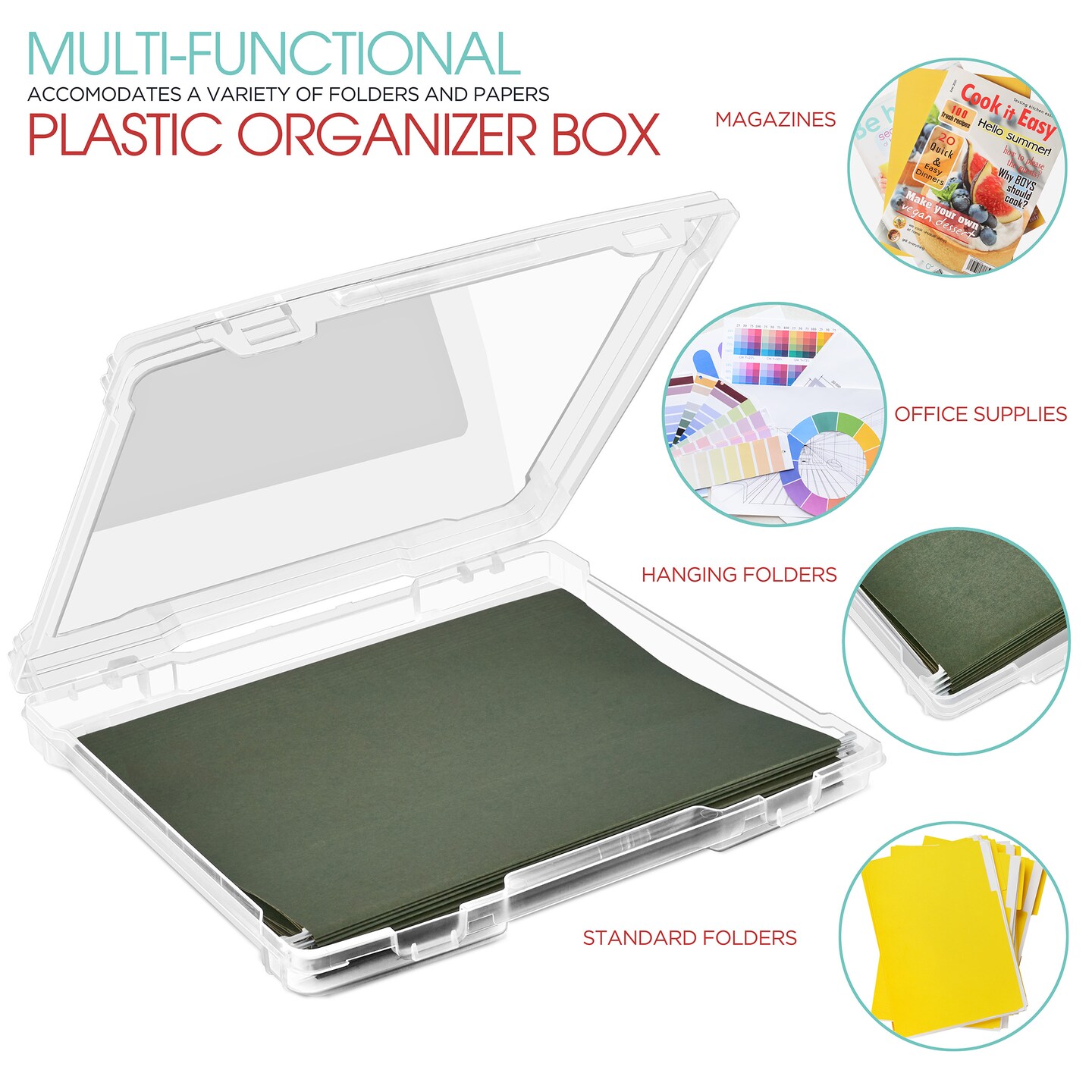 Sorbus Art Supplies Storage Containers - Clear Plastic Stackable Storage Box with Snap-Tight Closures for Crafts, Board Games, Photos - Made in the USA