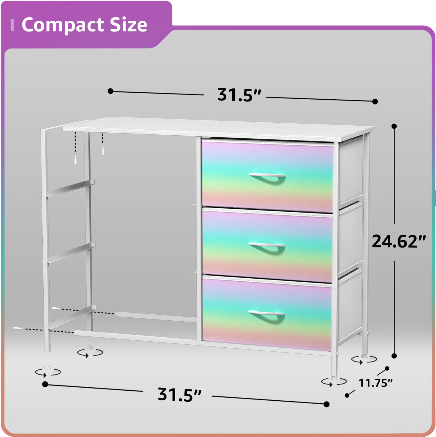 Sorbus 6 Drawers Dresser- Storage Unit with Steel Frame, Wood Top, Fabric Bins - for Bedroom, Closet, Office and more