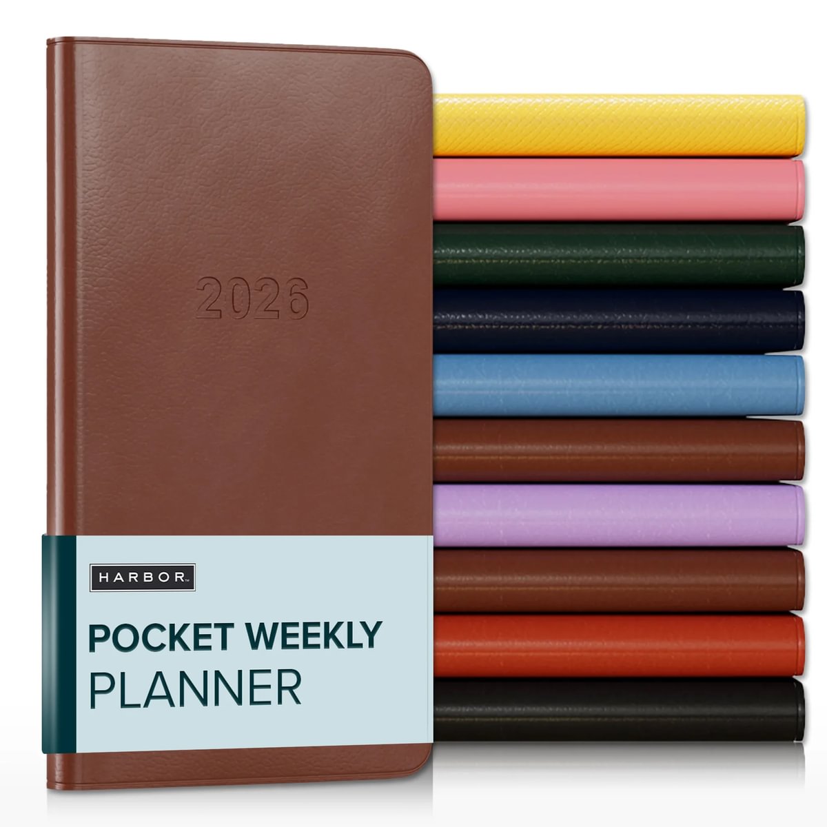 Harbor Pocket Weekly Planner 2026 - Calendar Planner and Notebook, Durable Faux Leather, 192 Pages, Softcover & Book Bound - 6 x 3.25 "