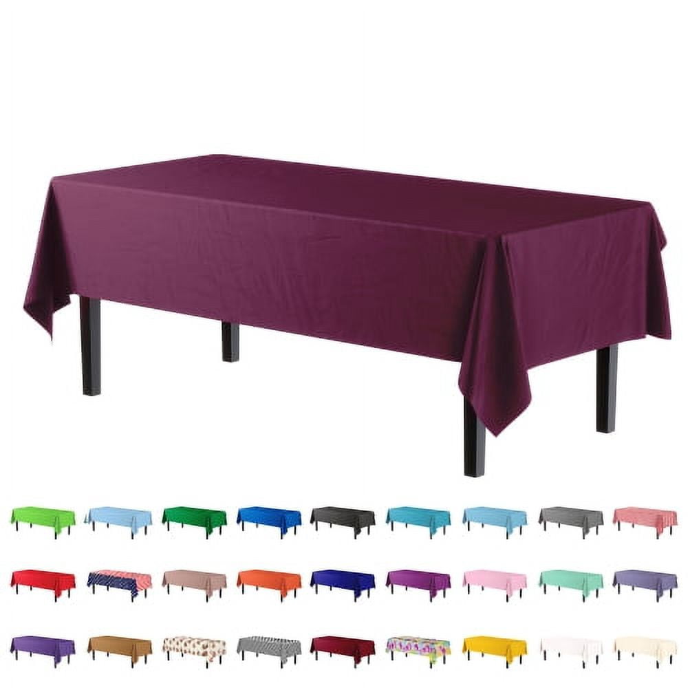 Exquisite 6-Pack Premium Plastic Tablecloth 54in. x 108in. Rectangle Plastic Table Cover