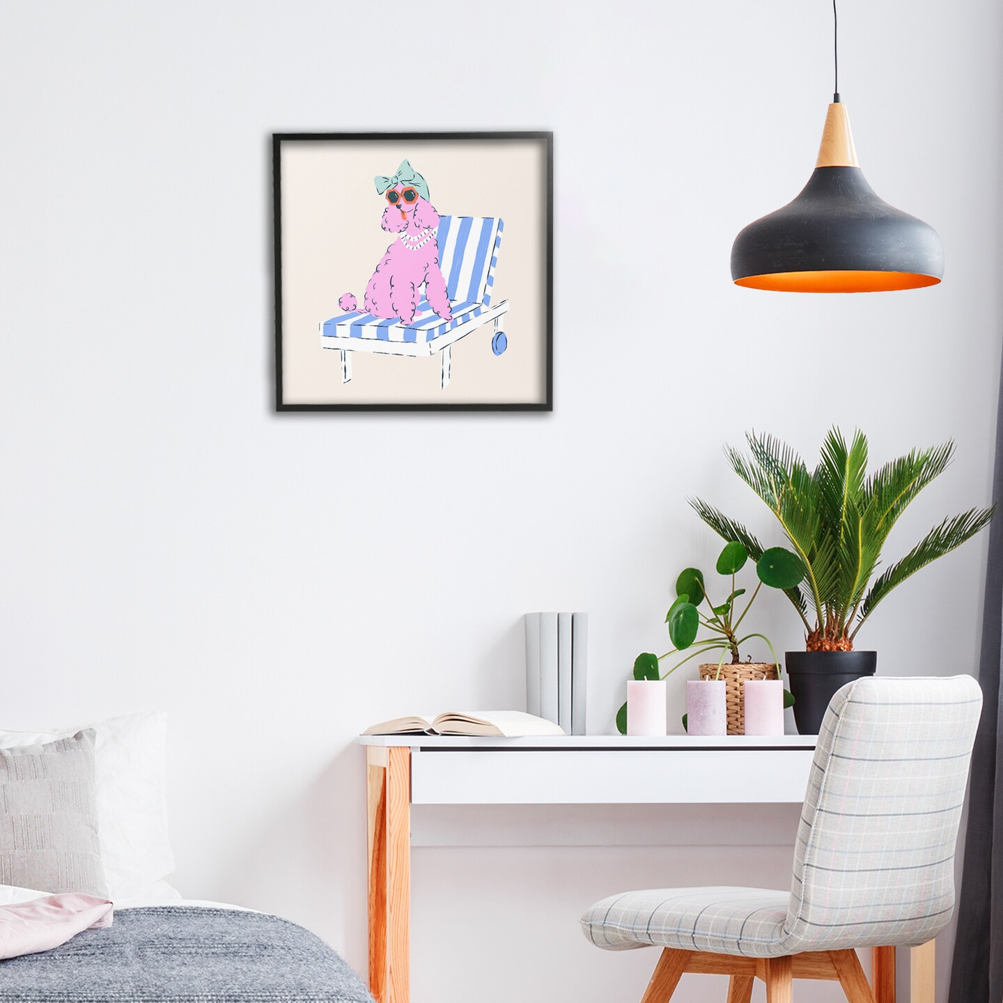 Stupell Industries Trendy Poodle Lounge Chair Framed Giclee, design by Krissy Mast