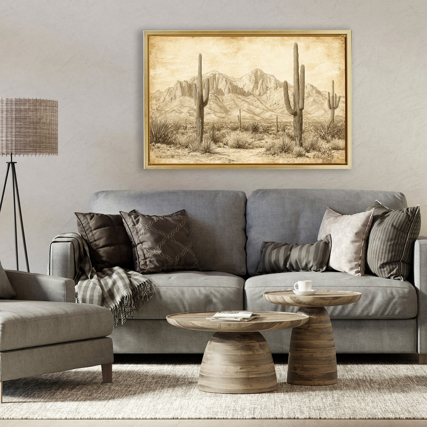 Stupell Industries The Desert Sepia Landscape Floating Frame, design by Petal Prints Design