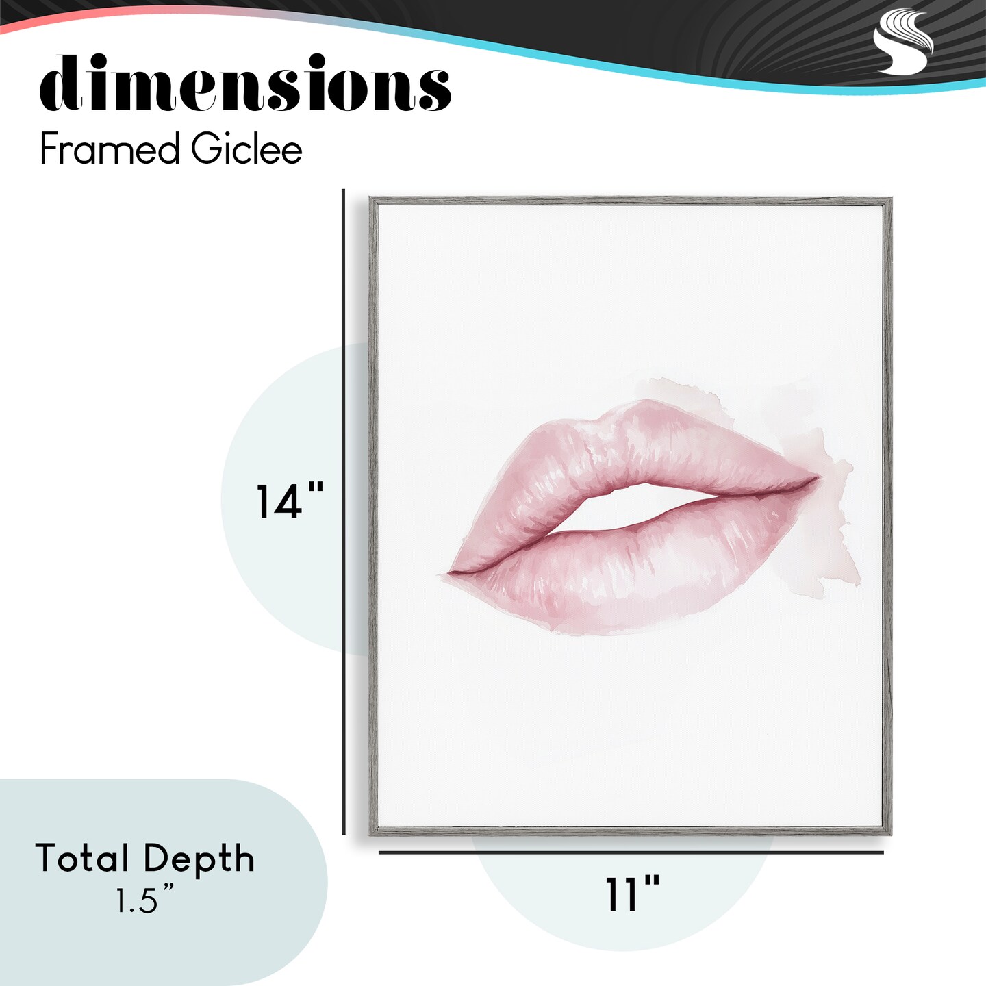 Stupell Industries Pink Lips Watercolor Framed Giclee, design by Christine Simpson Art