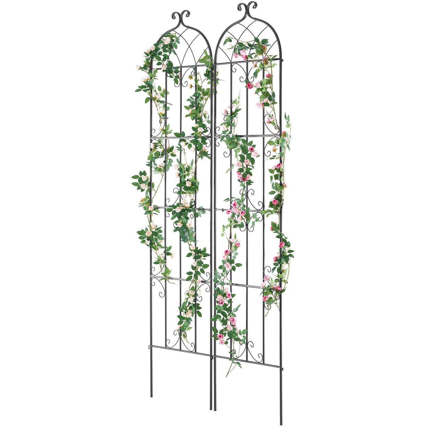 Black Metal Garden Trellis for Climbing Plants Carbon Steel Frame with Powder-Coated Finish
