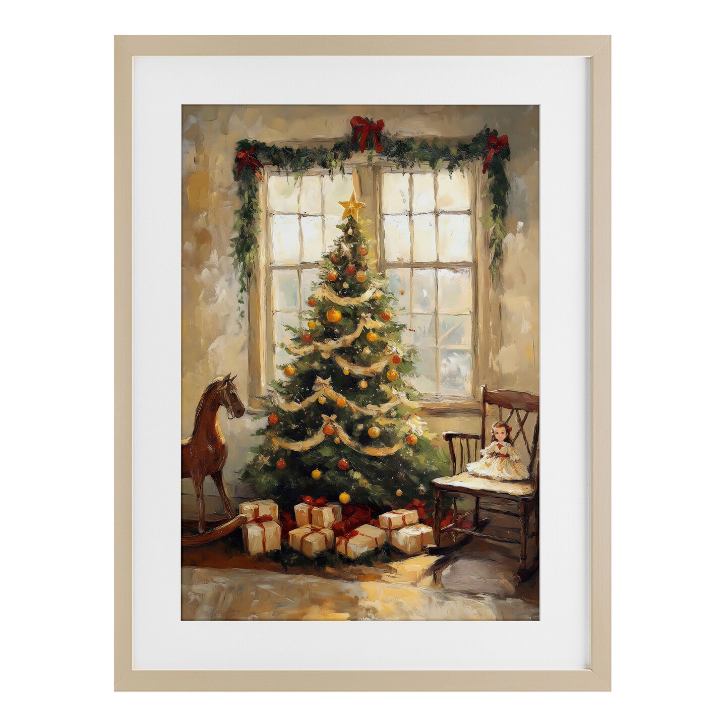 Stupell Industries Christmas Morning Window View Framed Print Under Glass, design by Petal Prints Design