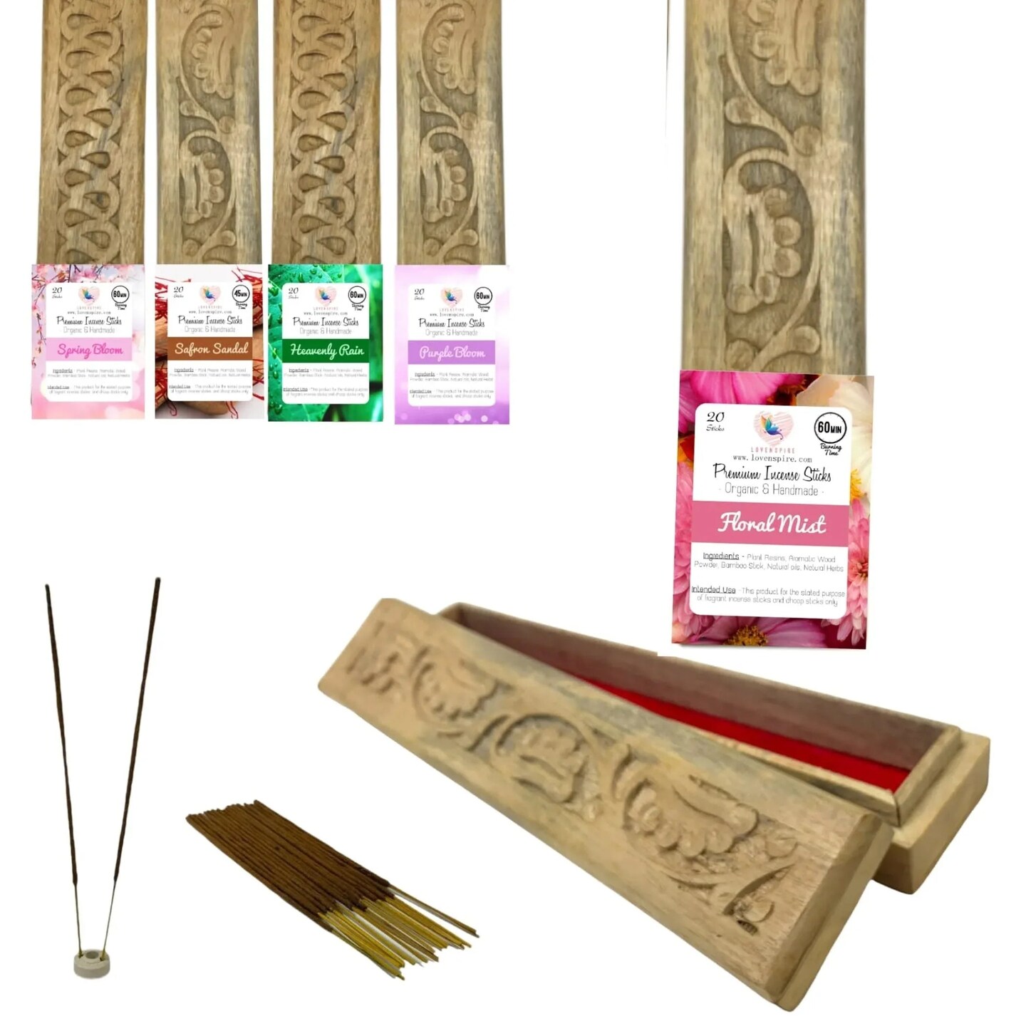Premium Scented Incense Stick Plain Incense Kit with Wooden Box Agarbatti Dhoop Stick Low Smoke Incense with Spiritual Fragrance Pooja Essential Indian Temple Item