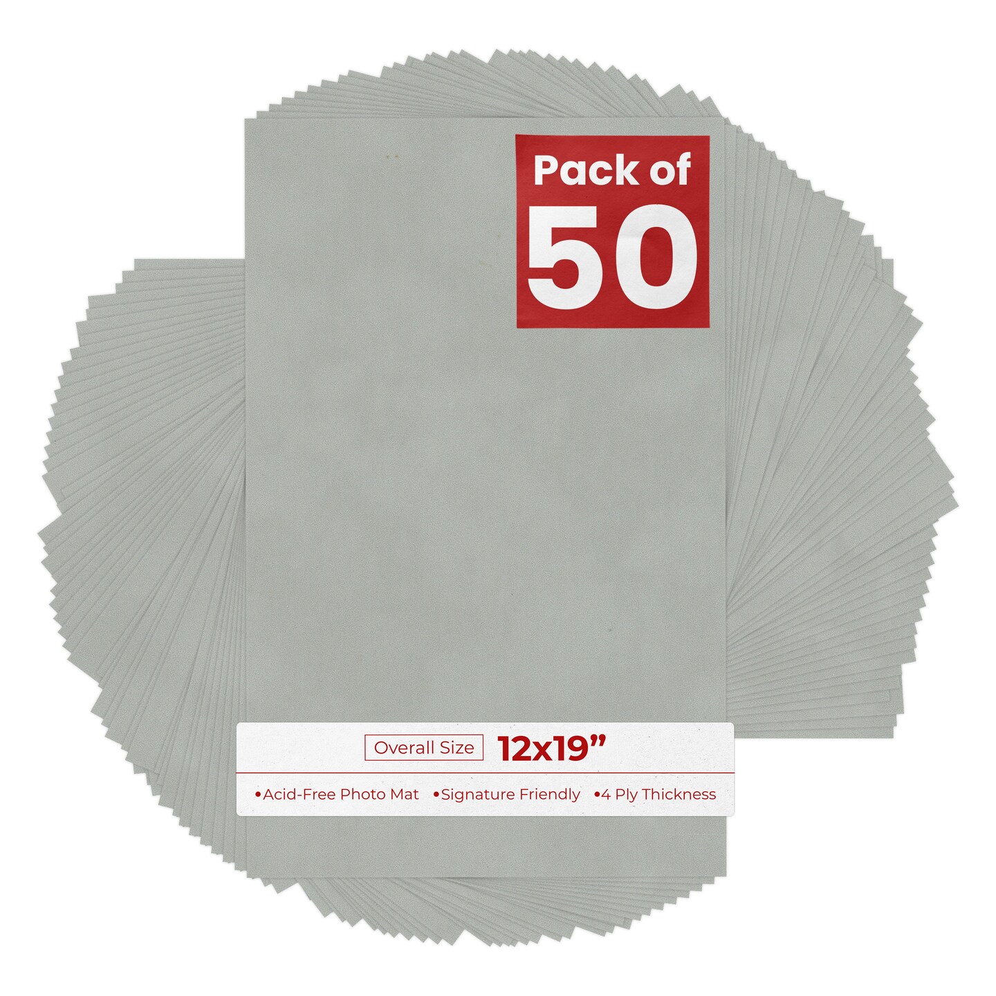 Light Grey Suede 12x19 Uncut Mat Board - Blank Sheets, No Opening