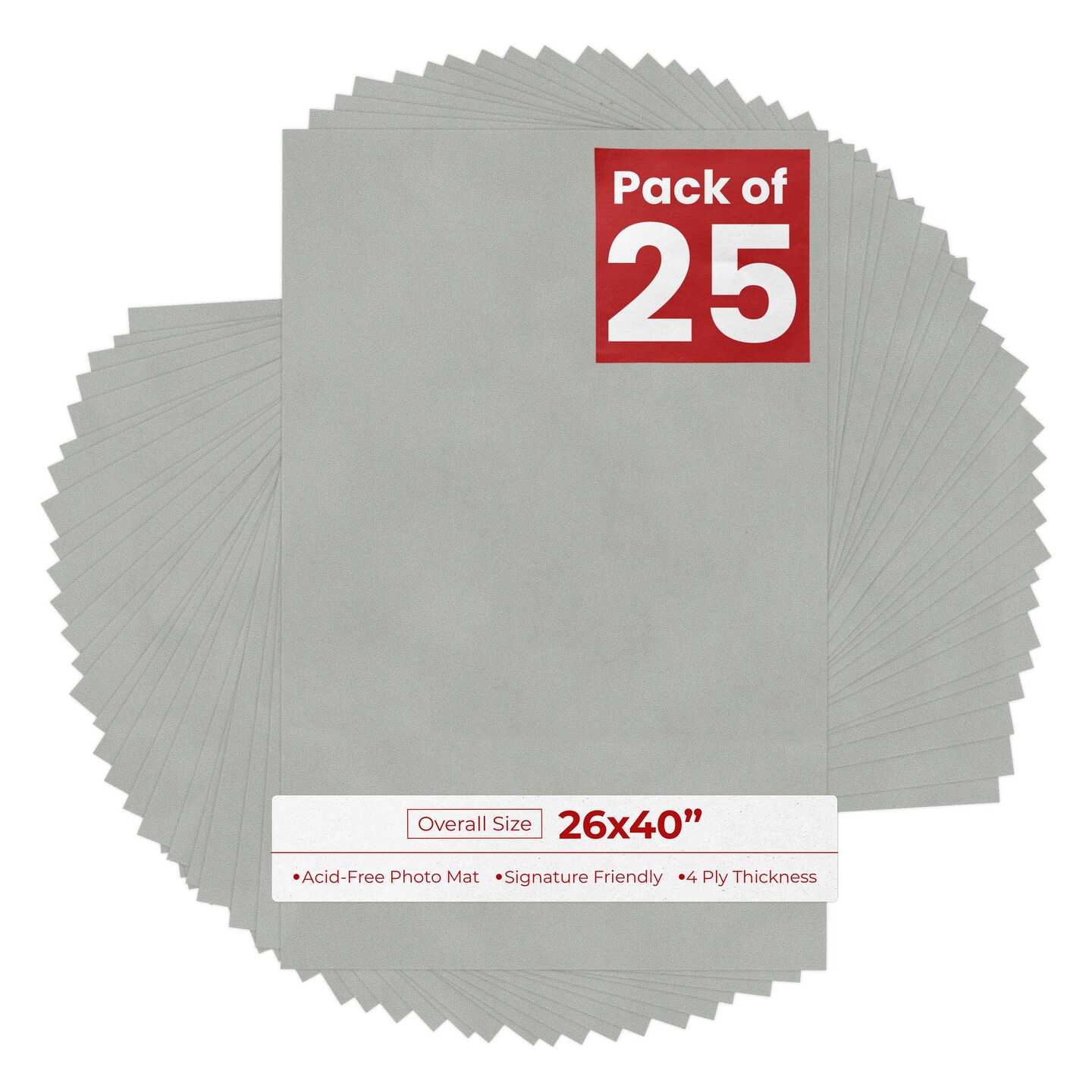 Light Grey Suede 26x40 Uncut Mat Board - Blank Sheets, No Opening