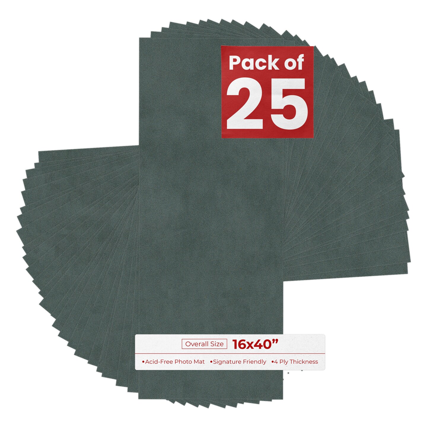 Dark Grey Suede 16x40 Uncut Mat Board - Blank Sheets, No Opening