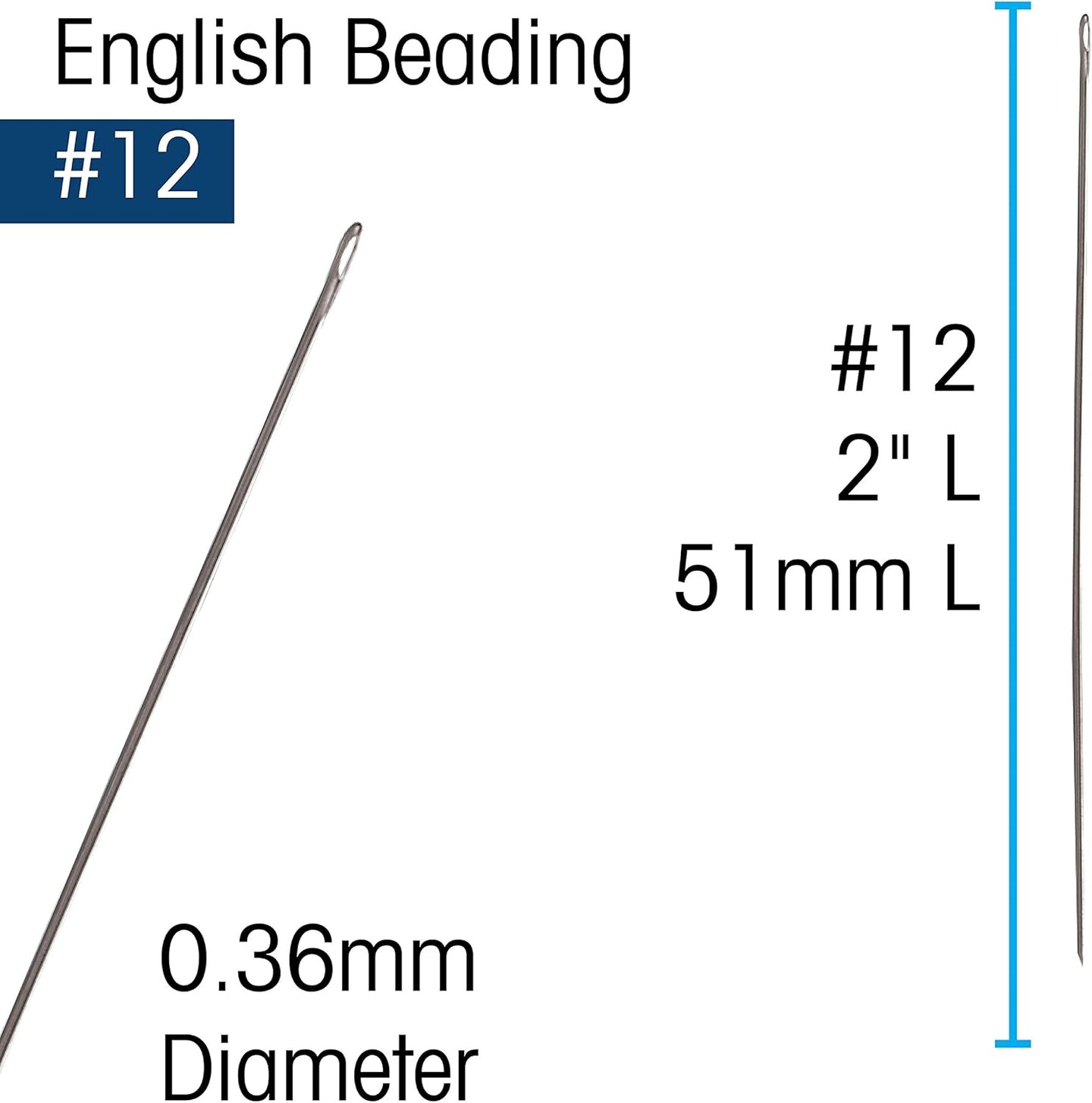 John James English Beading Needles - Size 12, Pack of 25 - Made in England - Use for Loom Weaving Beadwork, Off-Loom Stitching and Jewelry Making with Seed Beads
