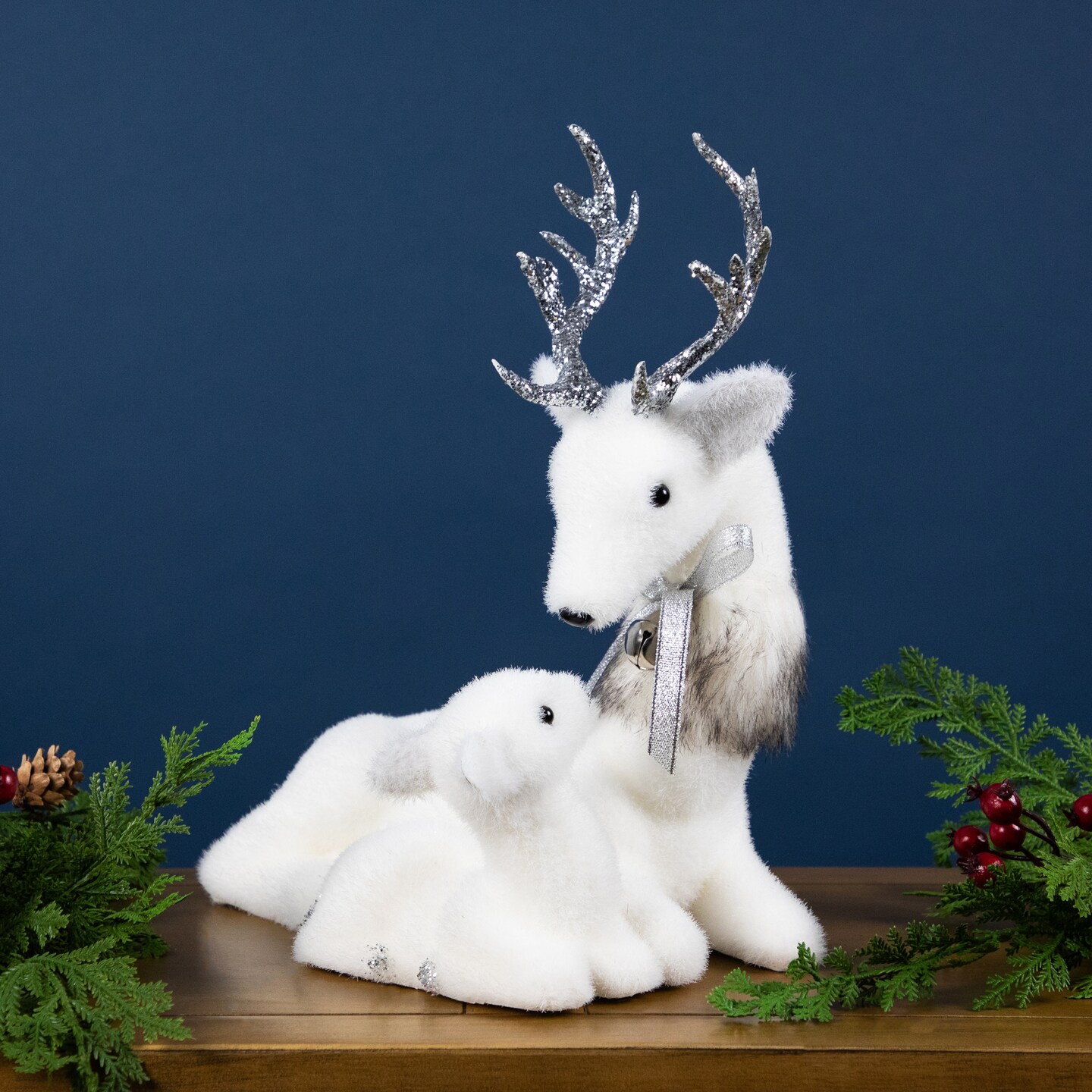 Northlight Laying Reindeer Mom and Calf Christmas Figurine - 11.5&#x22;