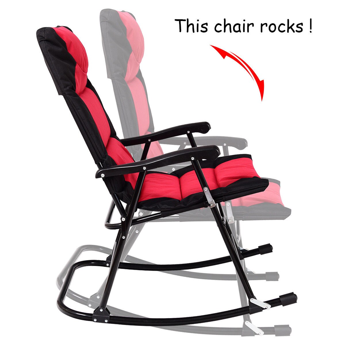 Costway 3 PCS Outdoor Folding Rocking Chair Table Set Bistro Sets Patio Furniture Red