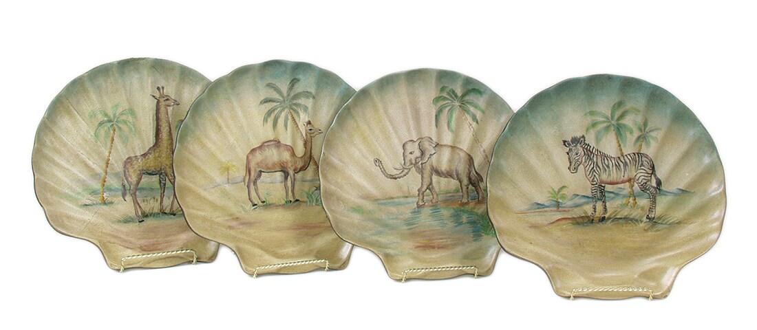 Set of 4 Animal Decorative Plates 10 Inch Diameter