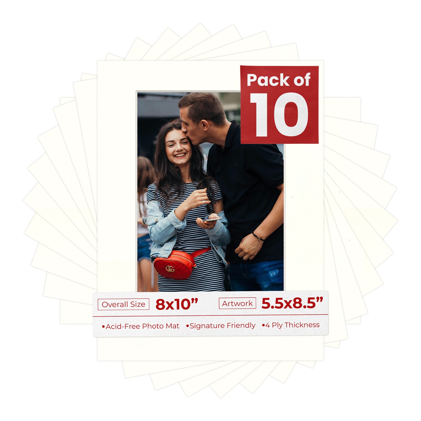 Antique White Mat Board for 8x10 Frames - Fits 5.5x8.5 Photos