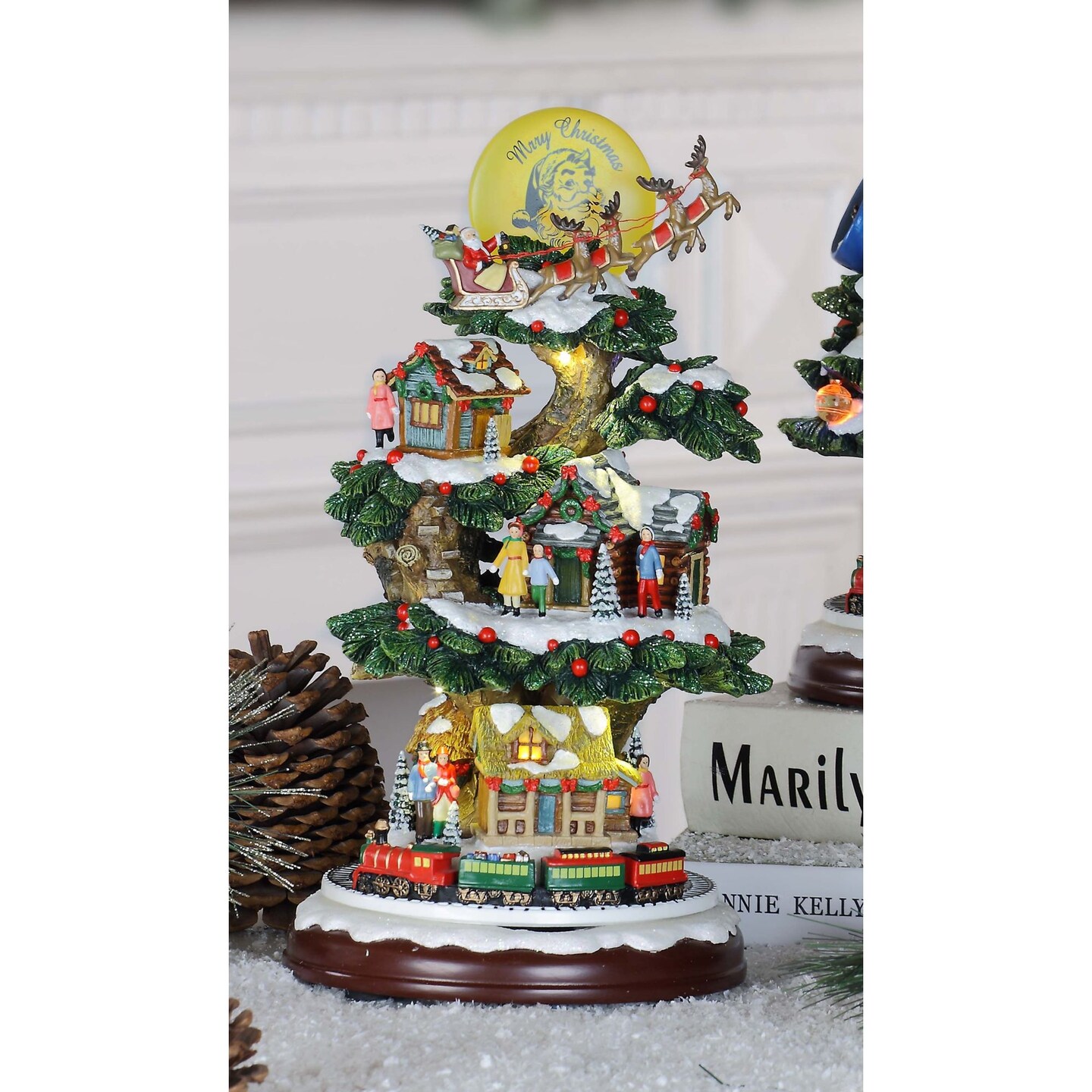 Icy Giftware LED Lighted Musical Village Christmas Tree Decoration - 12.5&#x22;