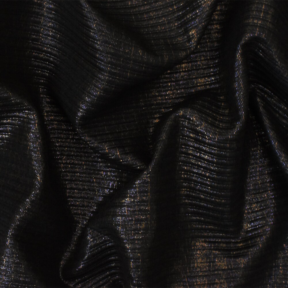 Black-Copper Famous Maker Reptile Foil Print Ottoman Activewear Knit Fabric By the Yard