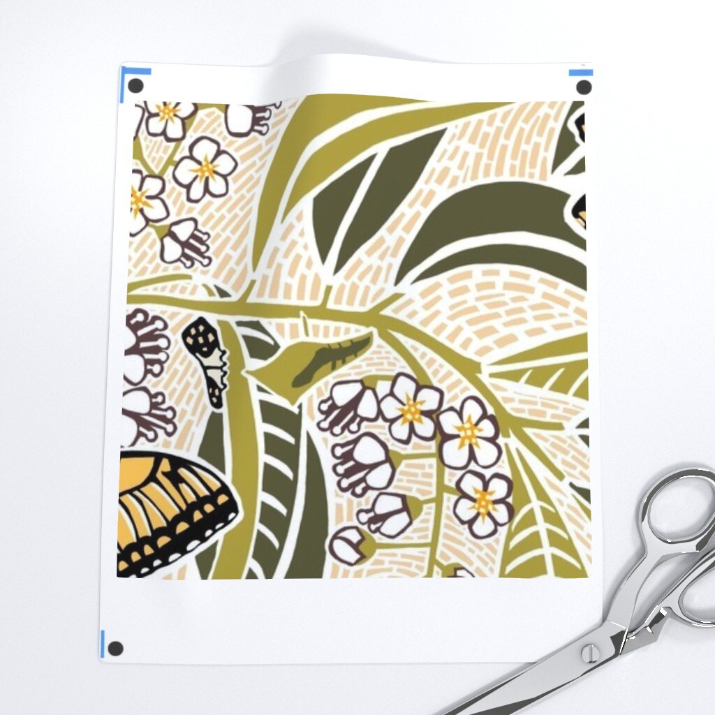 Butterfly Botanical Floral Swallowtail Butterflies Large Scale Custom Pre-pasted Wallpaper by Spoonflower Pre-Pasted Wallpaper 2FT Wide