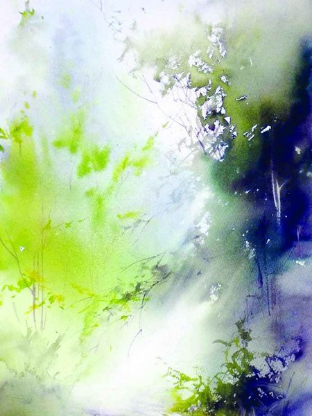 Emerald Dawn Designer Printed AIDA Fabric. Canvas for embroidery with an applied background KF-1067A