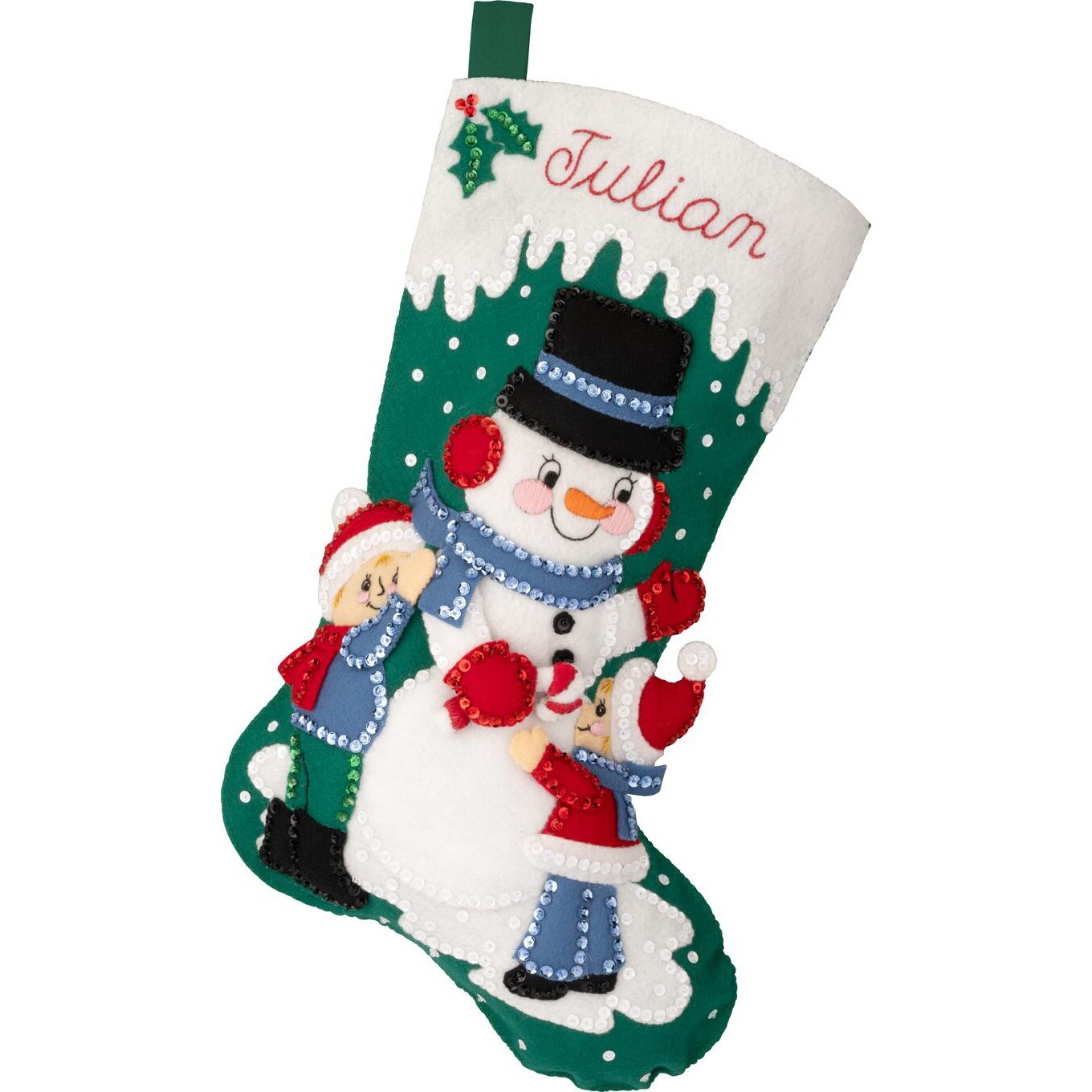 Bucilla Felt Stocking Applique Kit 18" Long-Wintertime Buddies