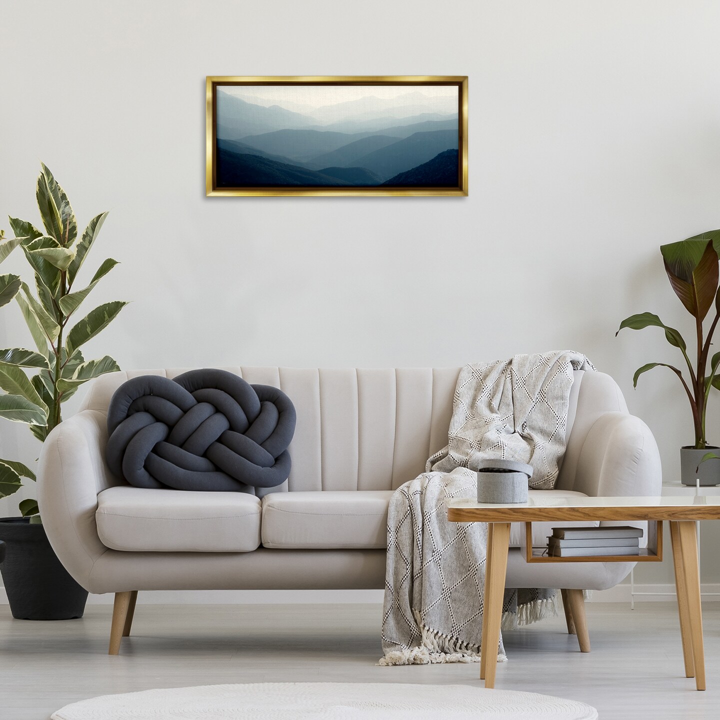 Stupell Industries Foggy Blue Mountains Floating Frame Design by Gemma Bardot