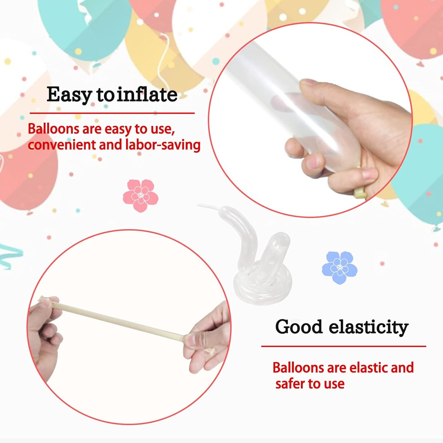 260 Clear Long Balloons for Animals, Thickening Skinny Latex Twisting Balloons for Arch Modeling Magic Clown Birthday Wedding Party Decorations 100pcs