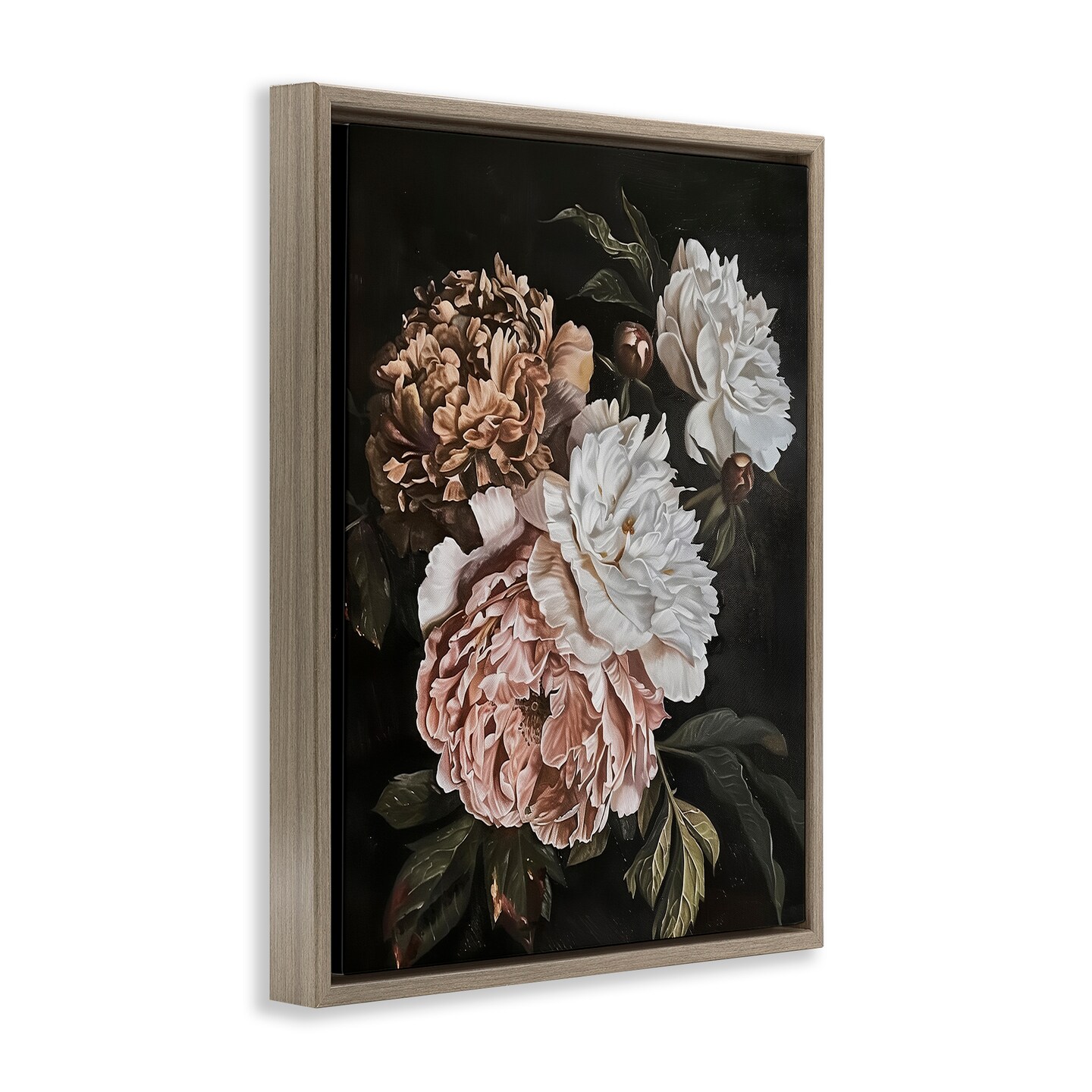 Stupell Industries Moody Peonies on Black Floating Frame Design by Arlington Prints