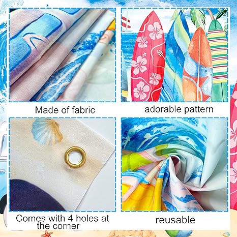 Beach Surfing Backdrop Decoration Summer Surfing Surfboard Birthday Party Backdrop Background Vintage Surfing Party Decorations for Luau Hawaiian Party Summer Tropical Sea Beach Baby Shower Supplies