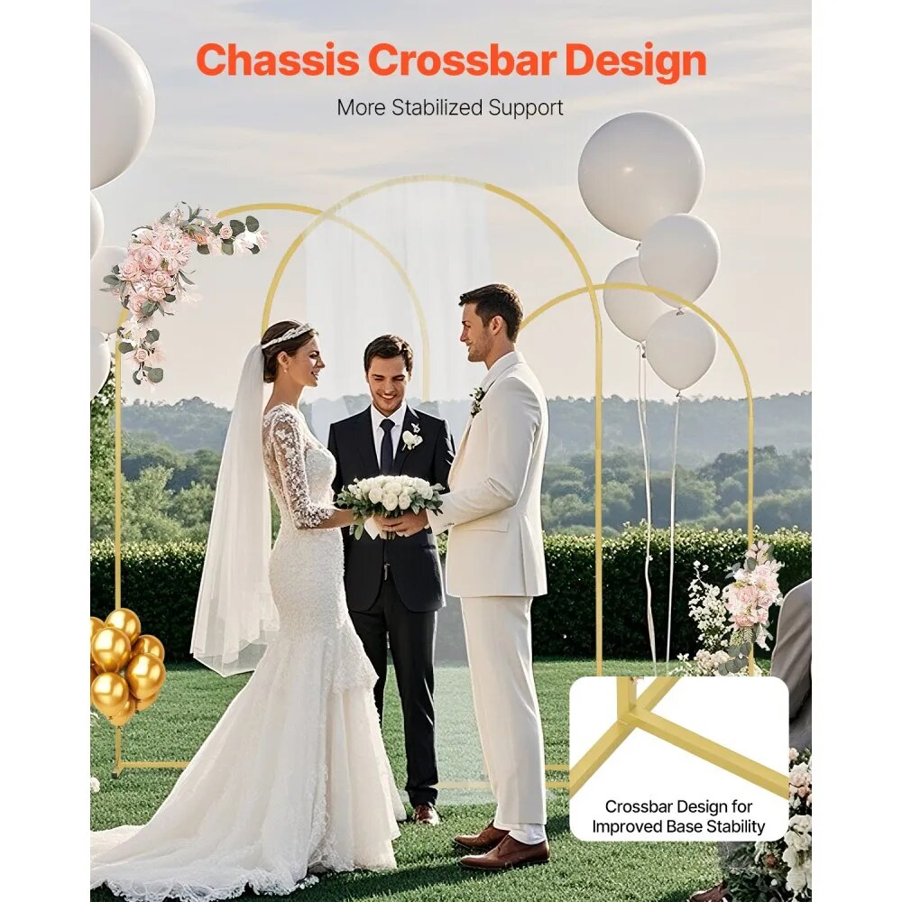 Wedding Arch Backdrop Stand, Gold Metal Frame with Case, for Events