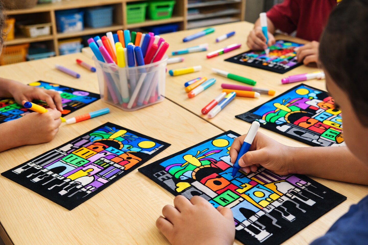 Yerushalayim Velvet Art Coloring Sheets 6" x 9" – Jerusalem Judaica Craft Activity – 12 Pack