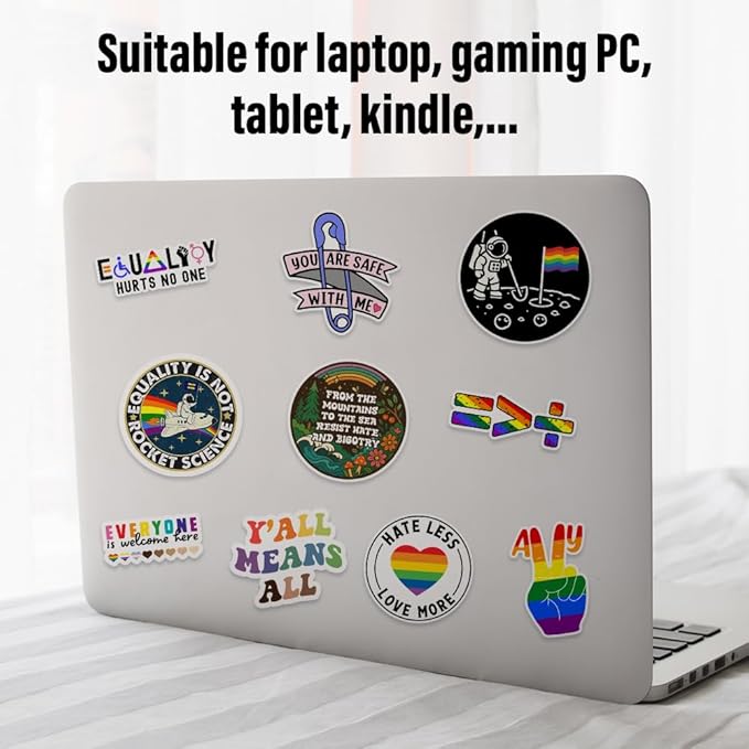 (10Pcs-3in) Inclusion Equality Sticker Pack, Human Kindness Equal Rights Decal, Inspirational Motivational Gift, LGBT Pride Month Decoration for Laptop Tablet Planner Helmet Vehicle Bumper