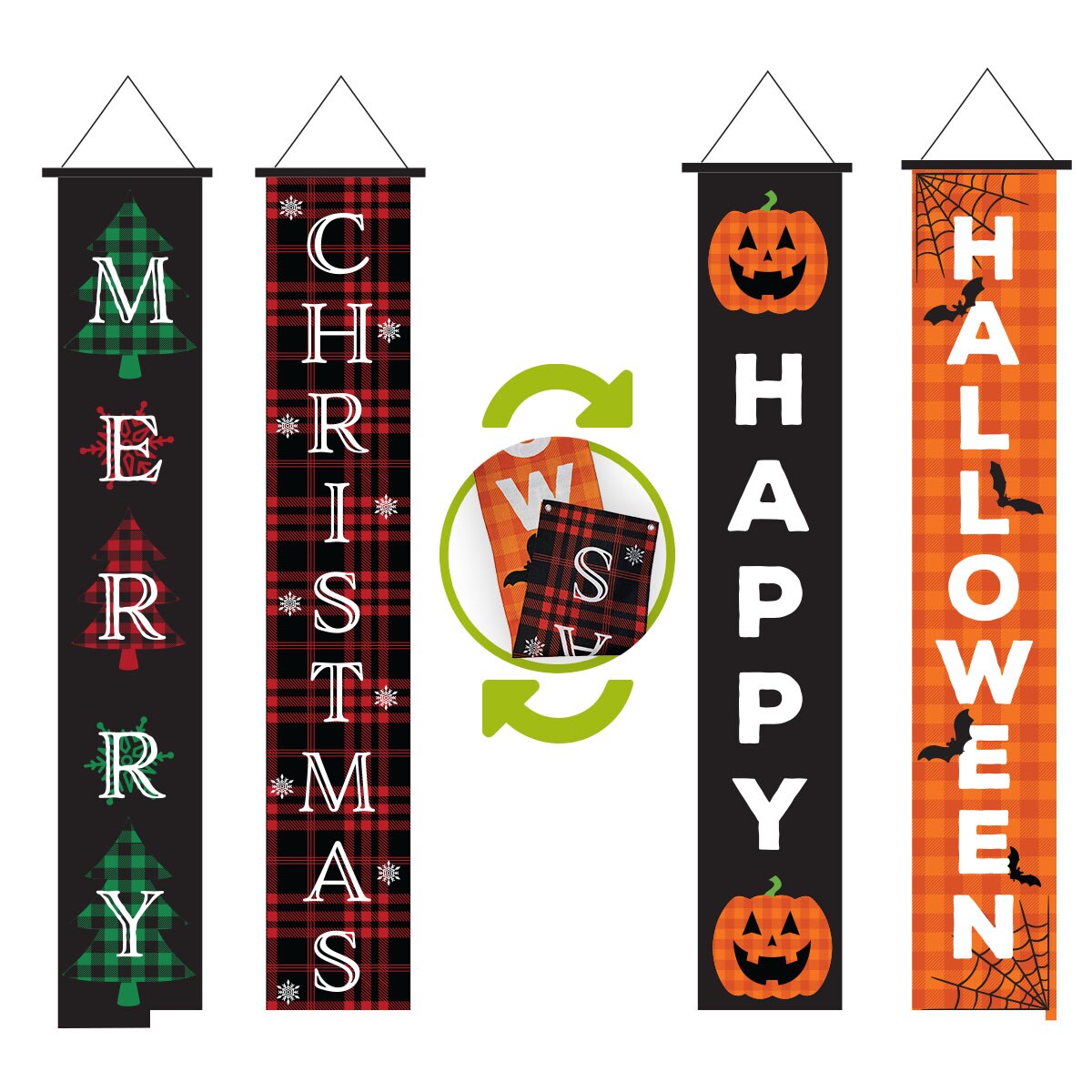 Michaels, Halloween Christmas Reversible Burlap Door Banner – Category: Banners