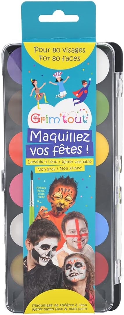KSM Toys - Grim &#x27;tout - 12 Primary Color Face Paints