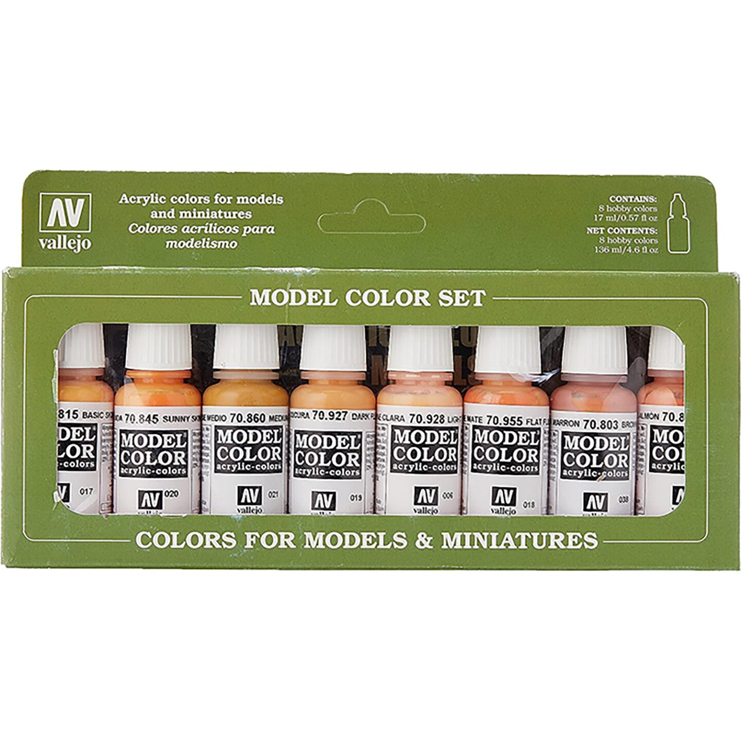 Vallejo Face/Skin Colors Paint Set, 8-Colors, 17ml, 0.5 Fl Oz (Pack of 8)