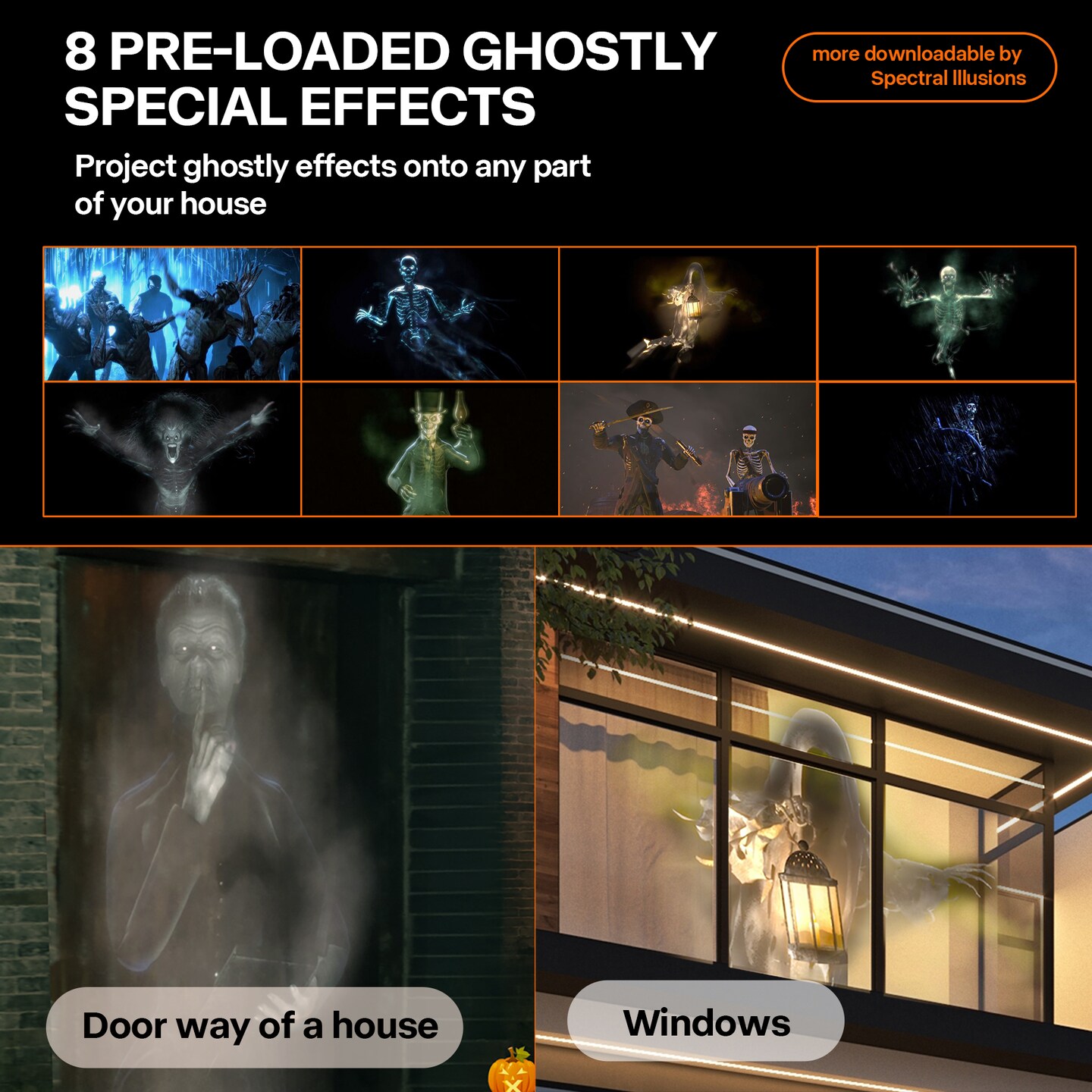 AAXA HP4 Halloween Projector for Haunted Windows, Auto-Start, Holographic Projections, Wireless Mirroring, HD 1080p LED Portable Projector with 8 Pre-Loaded Hologram Movies, Built-in Speaker