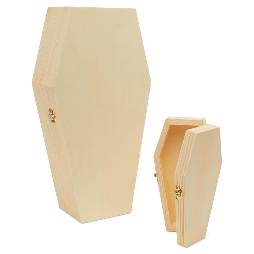 Wooden Coffin Box, Multiple Sizes, Unfinished, Halloween Decor, Pet Casket | Woodpeckers