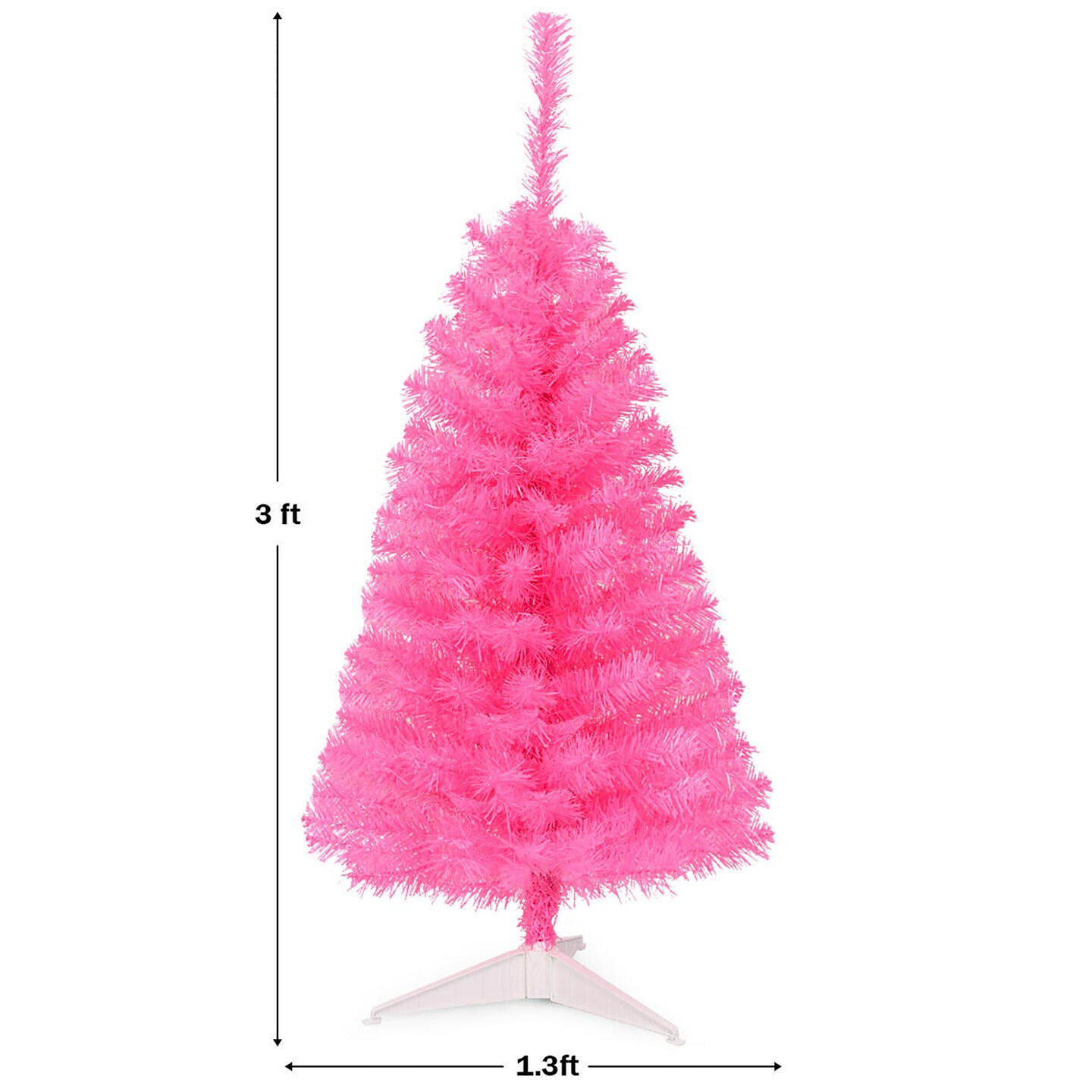 Costway 3ft Unlit Artificial Christmas Halloween Mini Tree Black with Plastic Stand Green/Black/Pink
