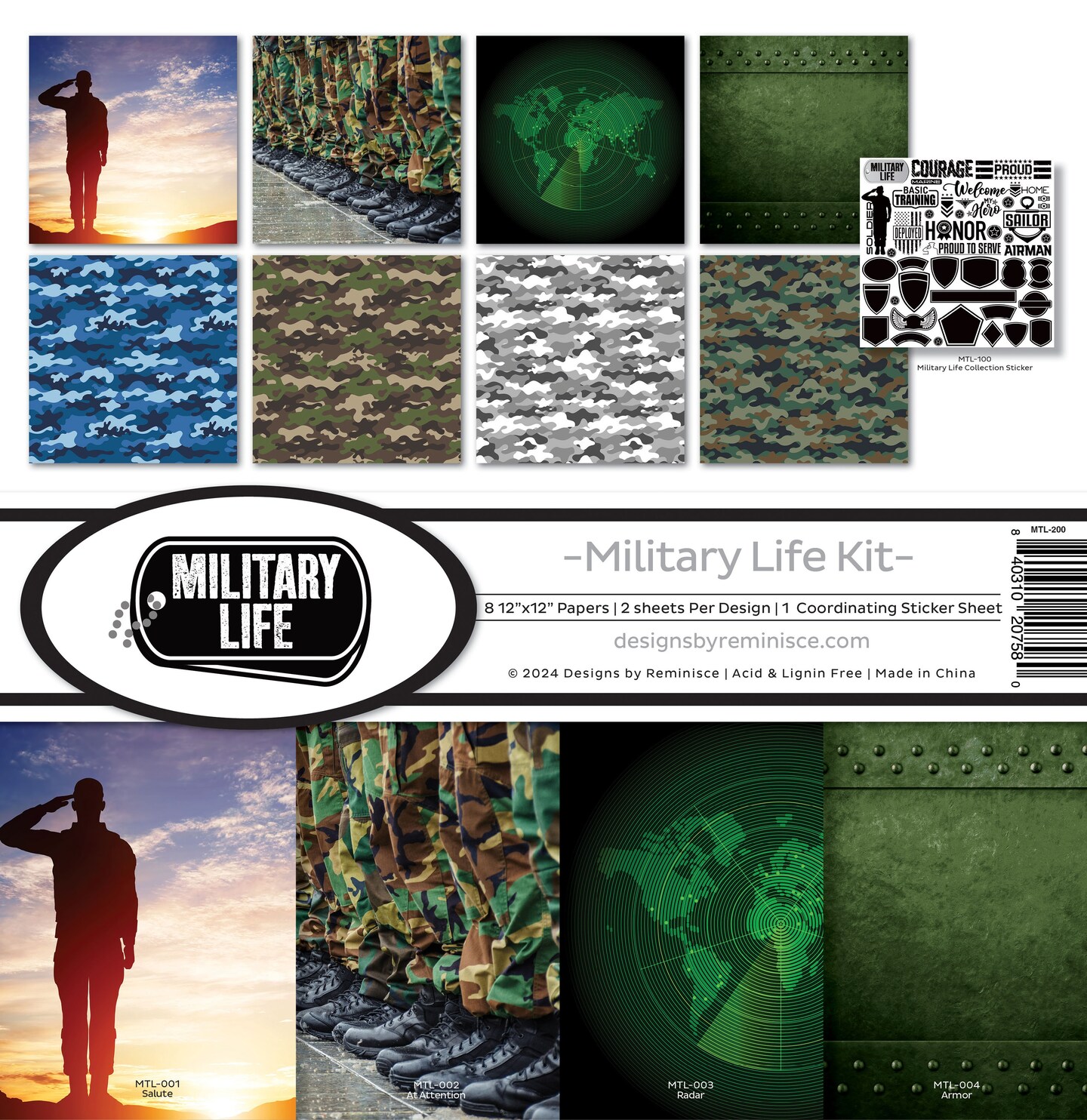 Reminisce Collection Kit 12&#x22;X12&#x22;-Military Life