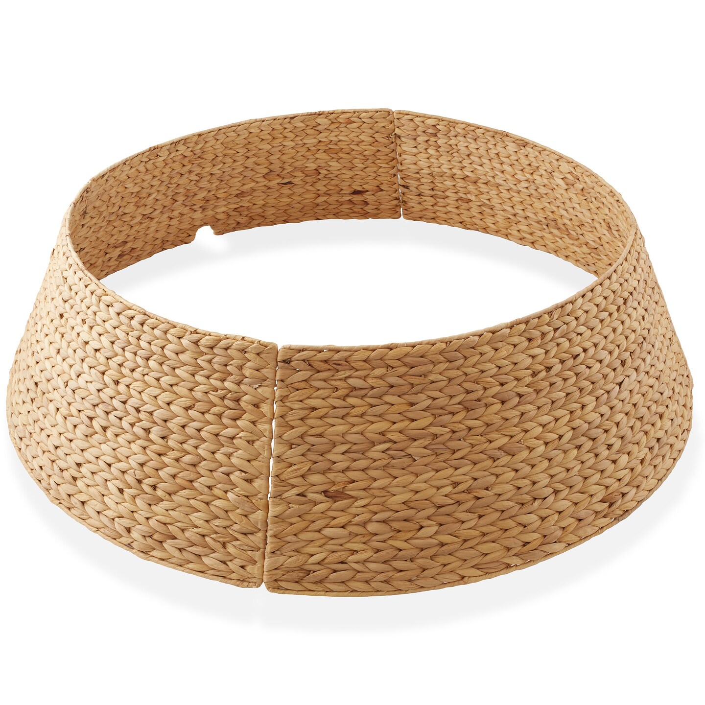 Casafield Christmas Tree Collar, Woven Water Hyacinth Tree Base Cover with Cord Cut Out