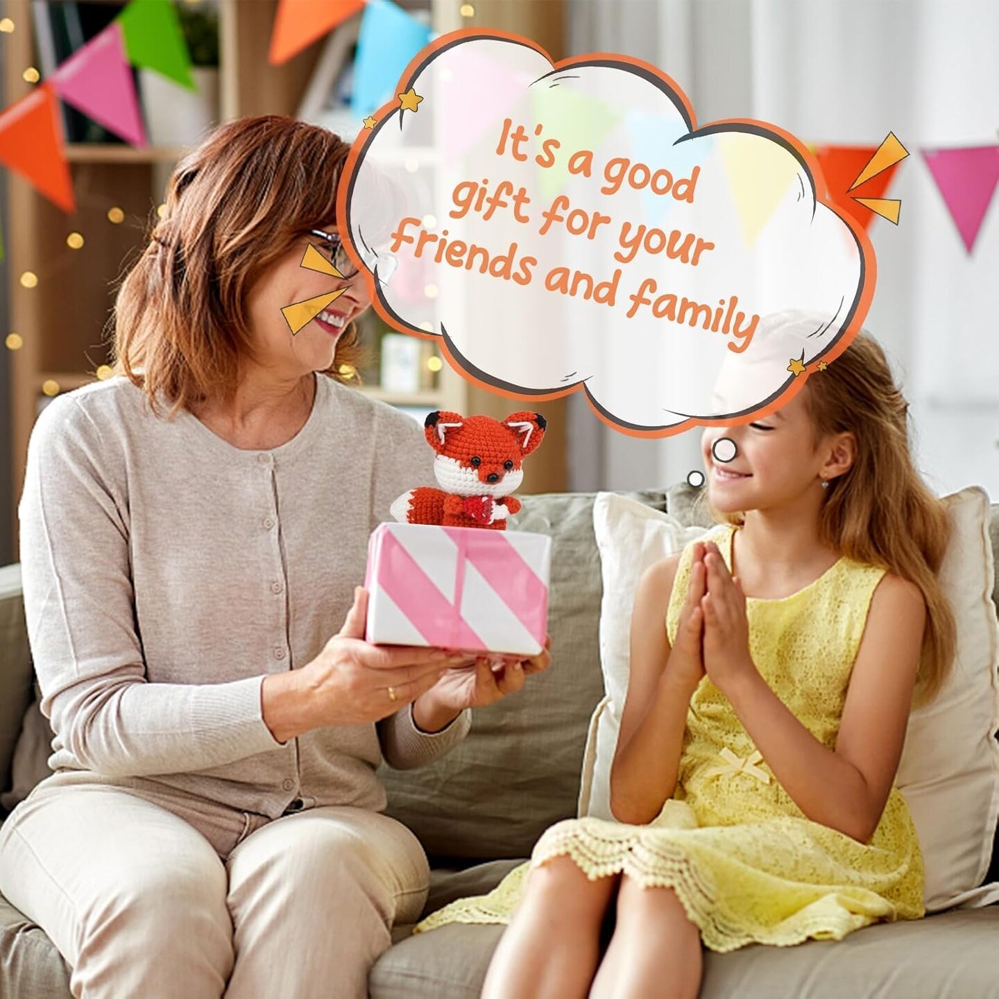 Crochet Kit for Beginners, Animal Crochet kit for Starters with Instructional and Step-by-Step Video Tutorials, Complete Crochet Accessories, Crochet Kit for Adults,Easy Starter Present(Fox)