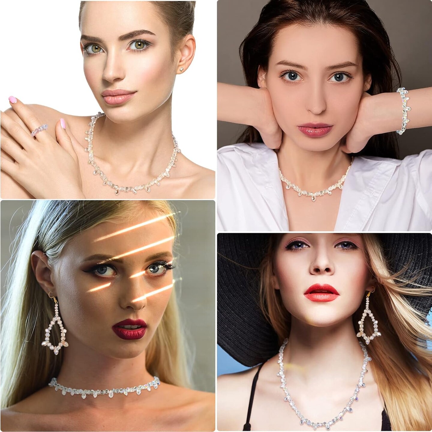 1280 Pcs Glass Beads Bulk Assorted Crystal Beads for Jewelry Making Faceted Teardrop Rondelle Briolette