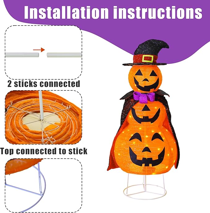 Pumpkin Decorations, Light Up 60 LED Pumpkin with Cloak with 8 Lighting Mode, Pop Up Jack-o-Lantern for Outdoor Indoor Garden Yard Porch Home Party Decor