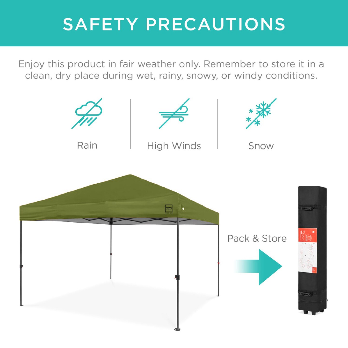 Best Choice Products 10x10ft Easy Setup Pop Up Canopy w/ 1-Button Setup, Wheeled Case, 4 Weight Bags