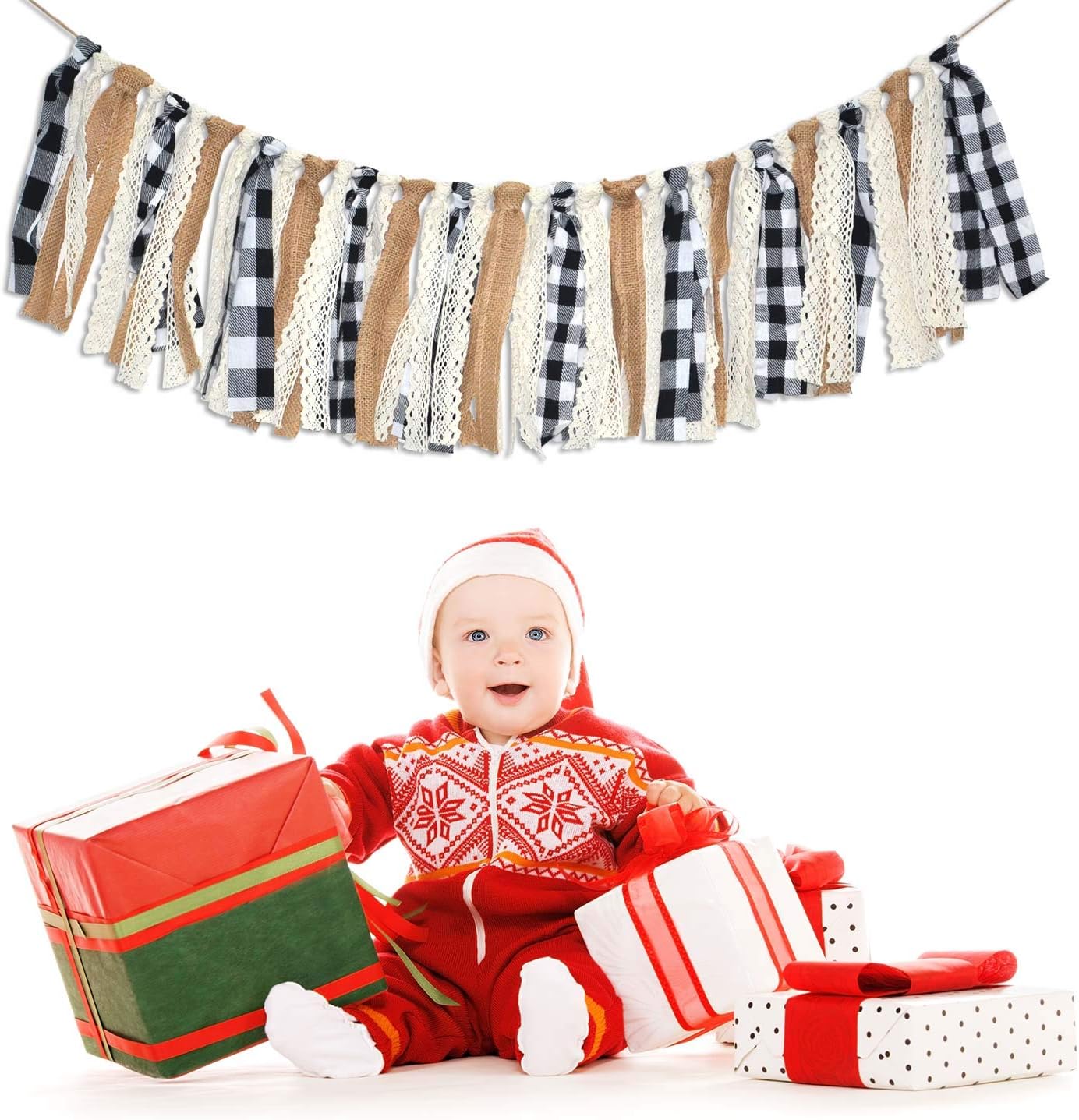 Buffalo Check Plaid Banner Black and White Gingham Spring Summer