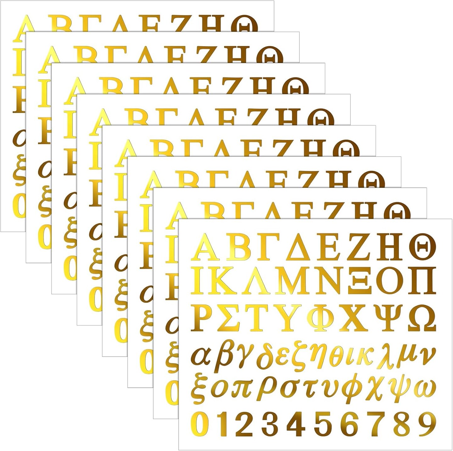 464 Pieces 8 Sheets Greek Letter Stickers Self Adhesive Vinyl Alphabet Number Stickers