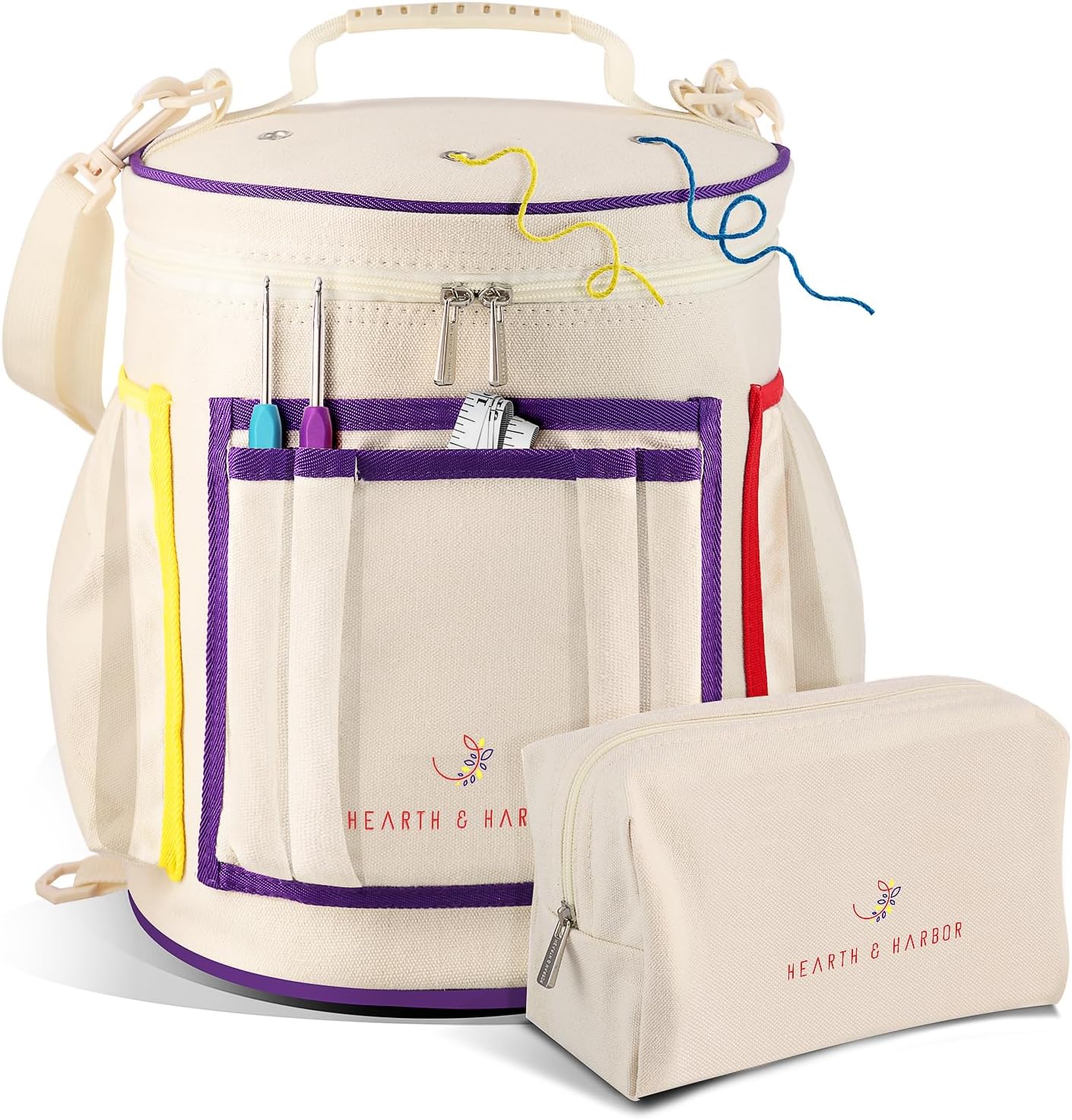 Crochet Bag Organizer – Durable Knitting Bag (Multicolored) 11 x 11 x 16 inches