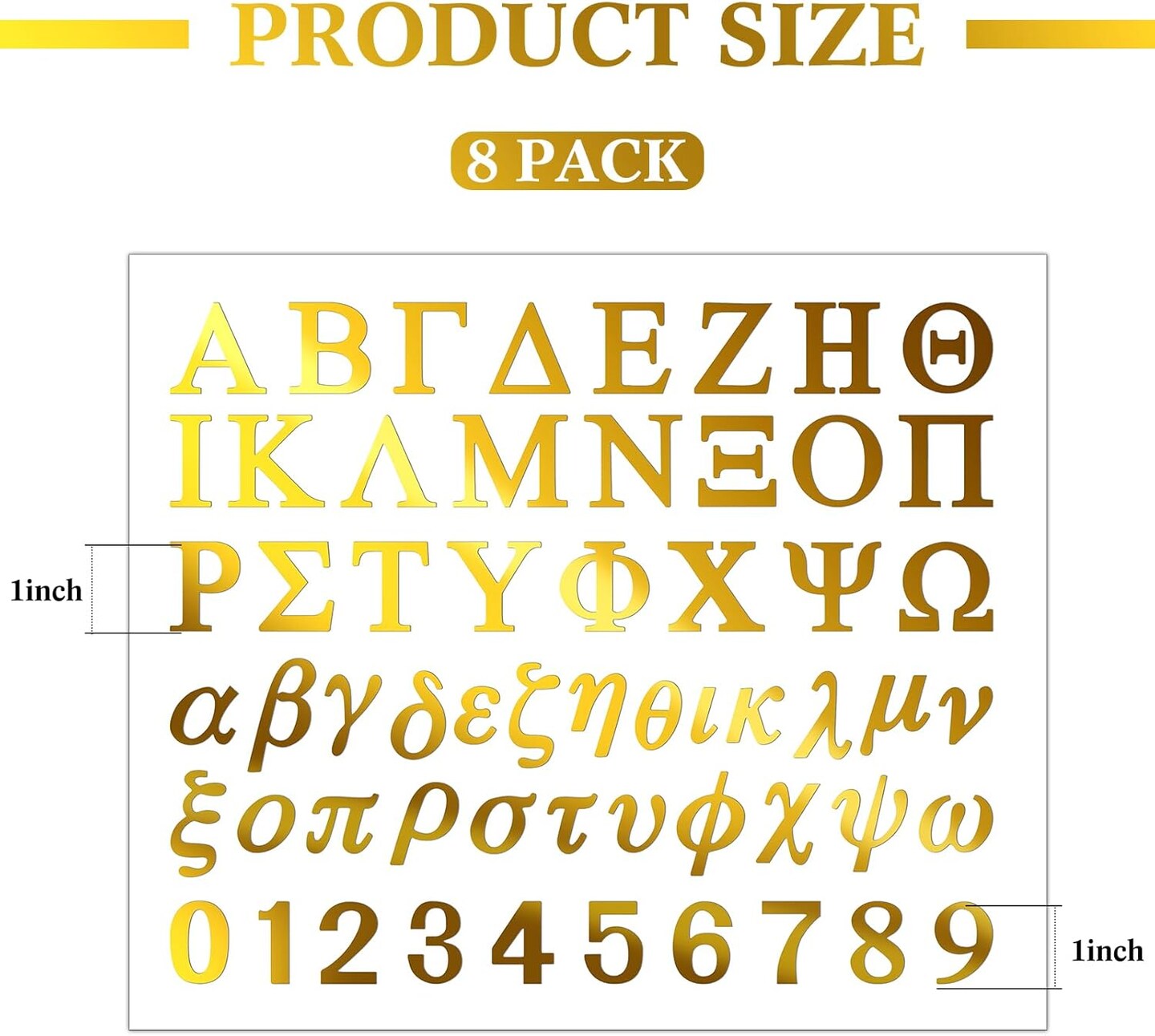 464 Pieces 8 Sheets Greek Letter Stickers Self Adhesive Vinyl Alphabet Number Stickers