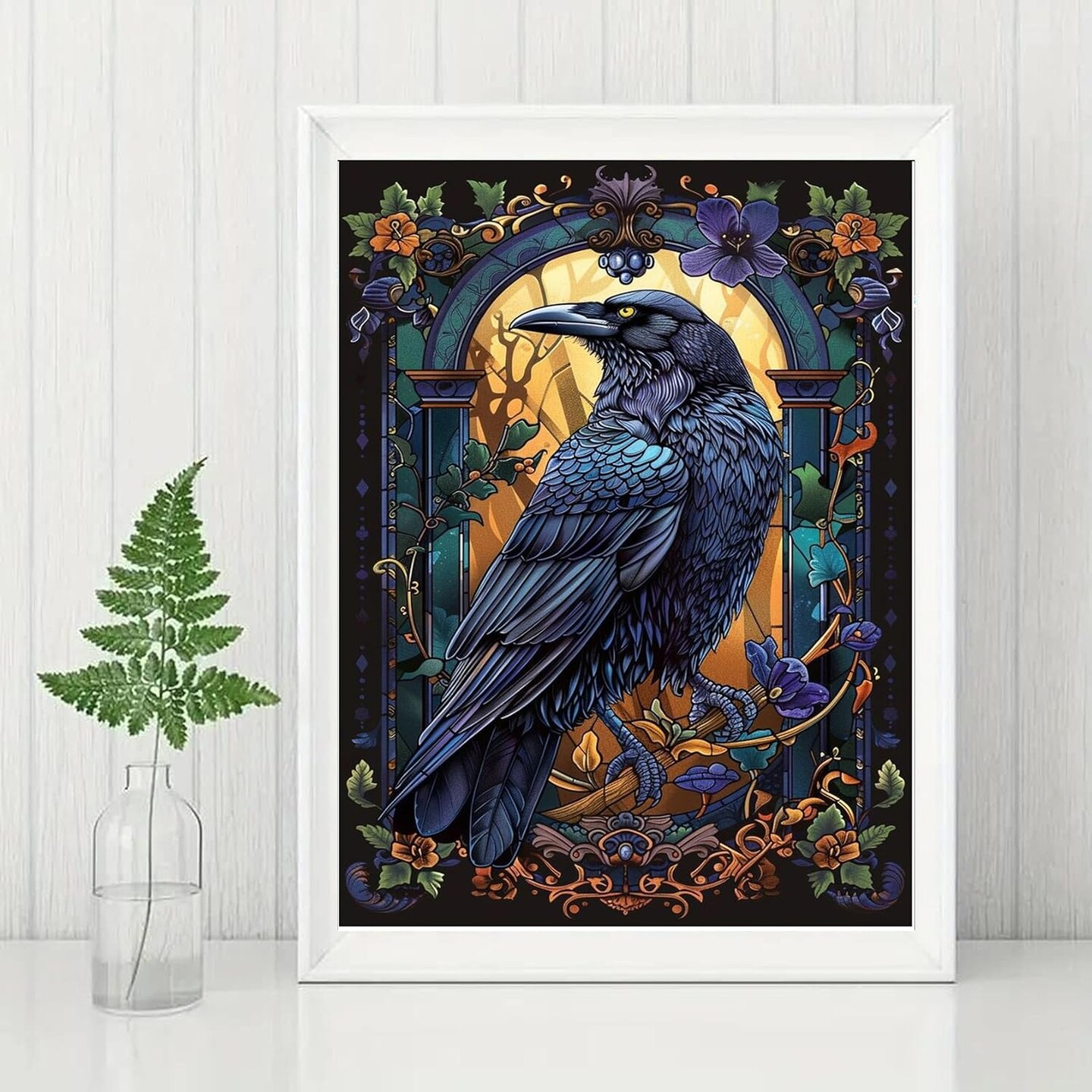Crow Diamond Painting Kits for Adults, Raven DIY 5D Diamond Art Kits Full Drill Diamond Dots Paintings with Diamonds Gem Art and Crafts Home Decor 12x16inch