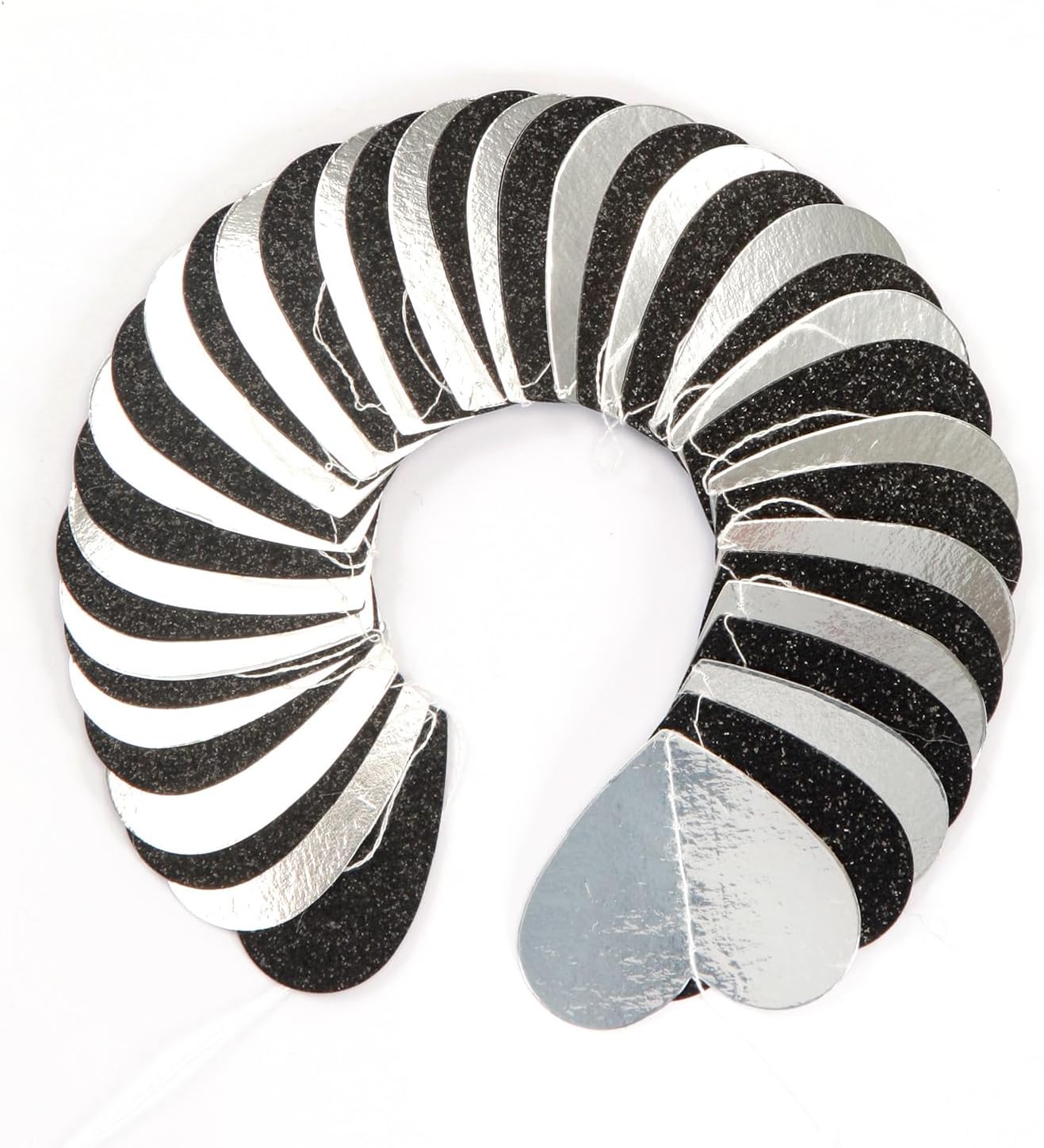 Black White-Silver Party-Decoration Heart Garland (Blace Silver Heart) 52 Feet