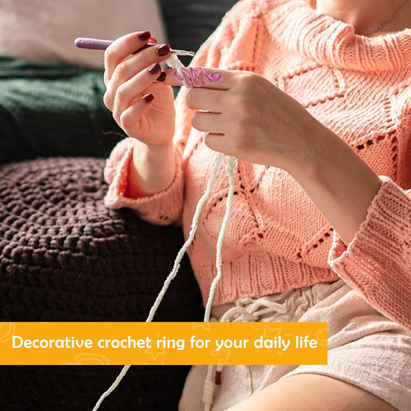 2PCS Gold Adjustable Yarn Tension Ring