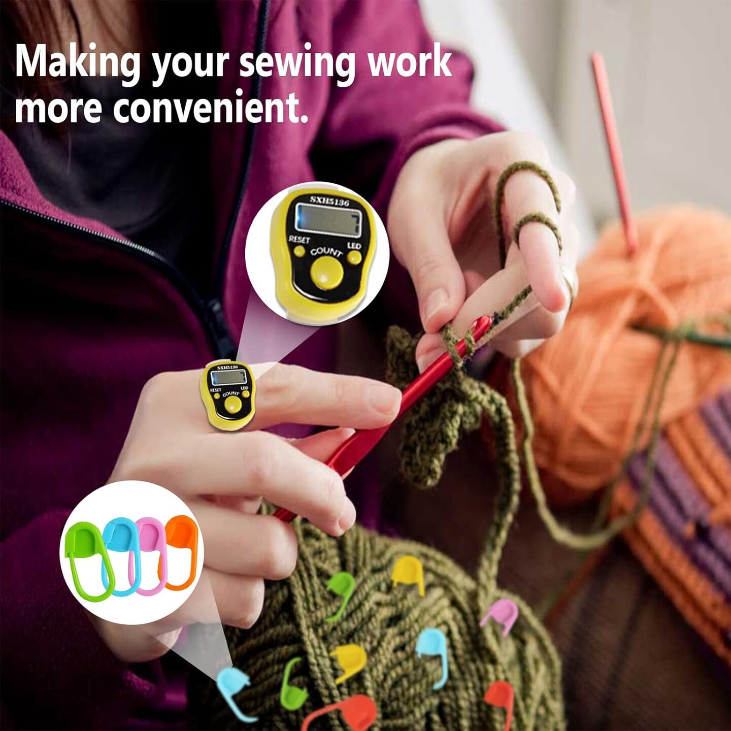 Stitch Counters 2 Pcs LED Digital Row Counter